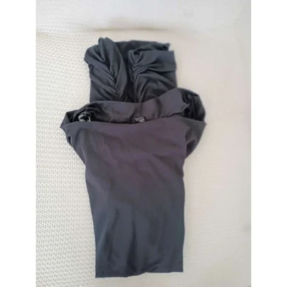 Bobi Los Angeles Black Cowl Neck Ruched Long Sleeve Mini Dress Small-Cotton Blnd - Picture 7 of 10